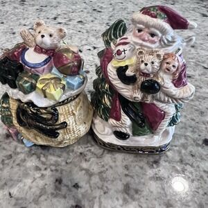 VTG Fitz and Floyd OCI Omnibus Renaissance Santa XMAS Salt & Pepper Shaker 1994